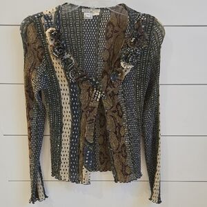 Elegant Blue and Brown Women's Blouse